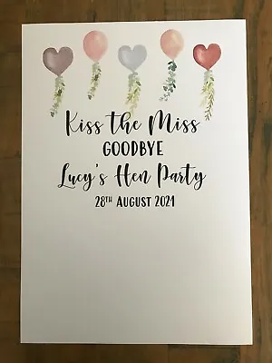 Personalised Kiss The Miss Goodbye Hen Party Game Activity Bride To Be • £3.49