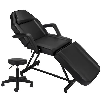 Adjustable Beauty Salon SPA Massage Bed Tattoo Table Chair With Stool Set Black • $189.99