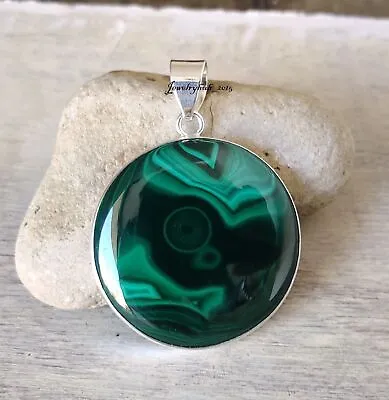 Round Gemstone Malachite Pendant 925 Sterling Silver Neck Jewelry MO5261 • £13.56