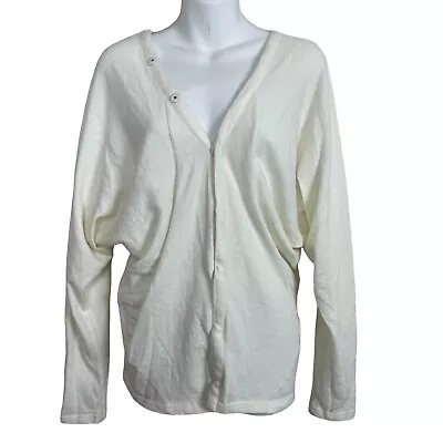 B. Chyll Angora Rabbit Hair Snap V-neck Cardigan Sweater Size L Ivory • $22