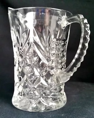 Pitcher Creamer Press Cut Glass Vintage Depression Sauce Juice Pineapple Design • $10