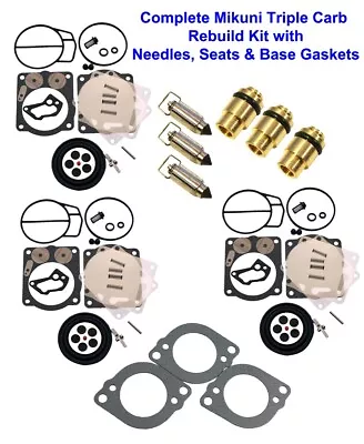 Yamaha Triple Mikuni Carb Rebuild Kit Needle Seat & Gaskets XL XLT LTD GP 1200 • $144.95