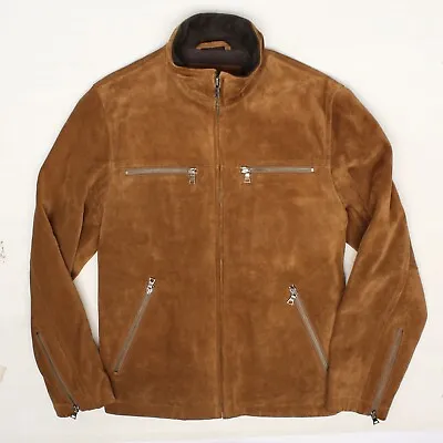 Banana Republic Mens Moto Jacket S Brown Suede Leather Zip Front Coat  • $239.99