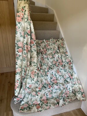 £35 • Buy Sanderson Rose & Lilac Floral Curtains 168cm Wide  X 138cm Drop