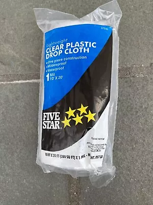 $14.99 • Buy Five Star Lightweight Clear Plastic Drop Cloth 1 Mil 10' X 20' New