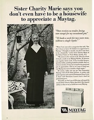 1969 MAYTAG Washer Dryer Sister Charity Marie Leonia NJ Vintage Print Ad • $8.95