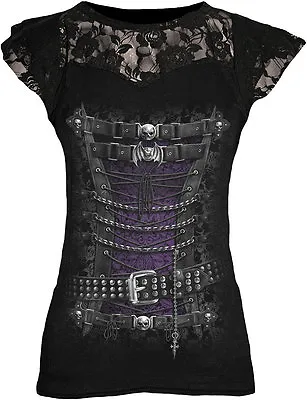 £21.99 • Buy SPIRAL DIRECT Waisted Corset Lace Layered Viscose Ladies/Steam Punk/Goth/Top/Tee
