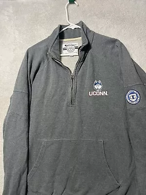 Champion UCONN Huskies Mens Golf Sweatshirt Large Gray Pockets 1/4 Zip Pullover. • $23.88