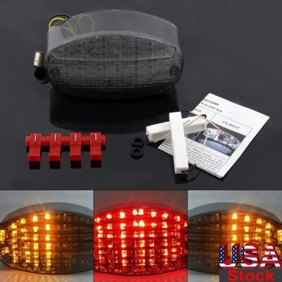 $51.29 • Buy Taillight Integrated Turn Signals For YZF600R Yamaha Vstar 650 1100 Custom Smoke