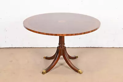 Kindel Furniture Style Georgian Banded Mahogany Pedestal Breakfast Table • $3595