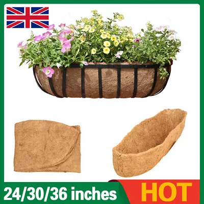 24-36'' Trough Coco Liner Planting Flower Wall Hanging Basket Planter Window Box • £8.99