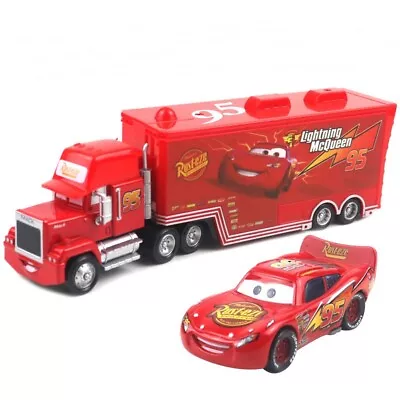 Disney Pixar Cars Lightning McQueen Mack Truck & Car 1:55 Diecast Toys Car Loose • $15.99