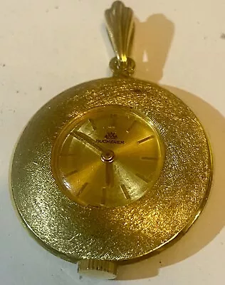 Bucherer Watch Vintage Windup Womens Pendant Gold Tone Runs • $12