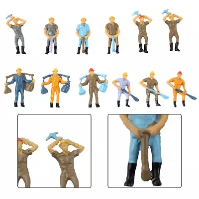 12 Piece Rail Workers Figures O Scale Model Trains Realistic Scenery Decor • £8.17