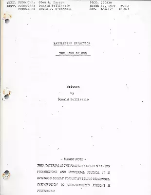 BATTLESTAR GALACTICA Television Script Reproduction  The Hand Of God   • £7.60