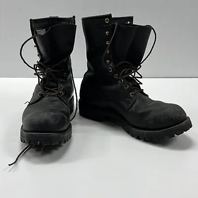 Viberg Boot Men's Black Leather Round Toe Lace Up Combat Boots 10.5 D • $399.99