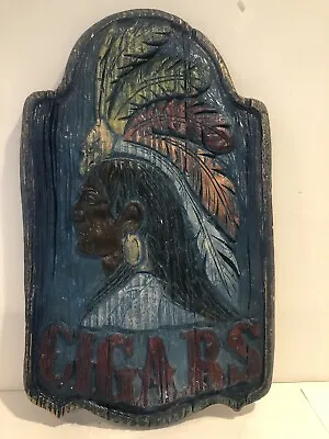Vintage Cigar Store Indian Chalkware Wall Hanging Plaque 17 X11  -Great Colors • $122