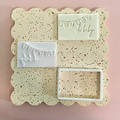 Baby Shower 'Oh Baby' Cookie Cutter Stamp Fondant Embosser Stamp Set • $11.95