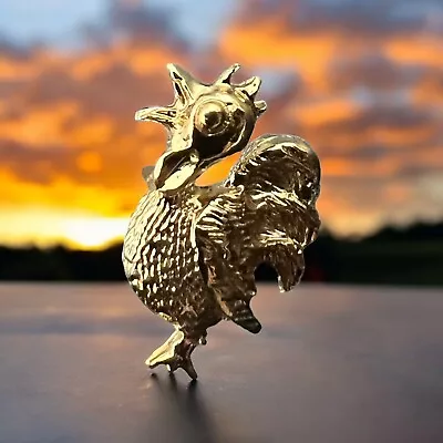 CHICKEN COUNTRY FARM ROOSTER Vintage Gold Tone Metal Lapel PIN FIGURE Figurine • $8