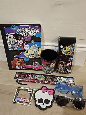 Monster High Miscellaneous Lot- New & Pre-Owned Notebook Sunglasses Cup Etc • $38