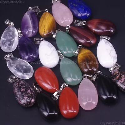 Natural Gemstones Teardrop Drop Mixed Stone Reiki Chakra Healing Beads Pendant • £7.76