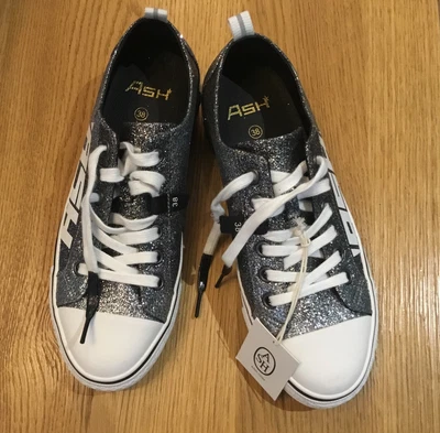 £50 • Buy ASH Silver/Black Glitter Vanda Bis Trainers Size 5 BNWT 