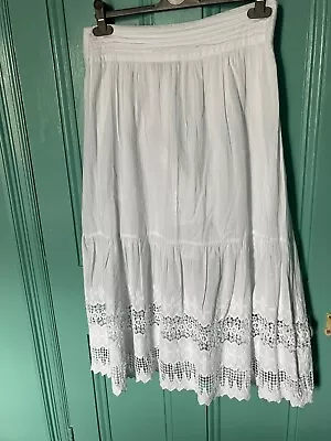 Laura Ashley White Maxi Skirt With Lace Size 14 • £10