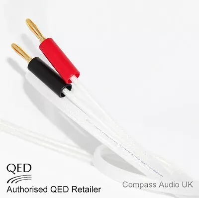 2 X 4m QED Silver Anniversary XT Speaker Cable Terminated Gold 4mm Banana Plugs • £69.95