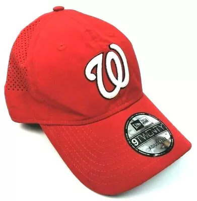 Washington Nationals New Era Hat Perforated Pivot 9TWENTY Adjustable Red OSFA • $16.21
