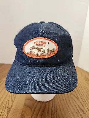 Vintage Denim Pointer Brand USA Made Blue Snapback Mesh Back Patch Hat Cap • $59.99