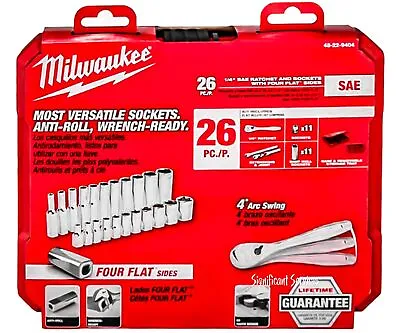 Milwaukee 48-22-9404 1/4  Drive 26pc Ratchet & Socket Set SAE Heavy Duty... • $54.99
