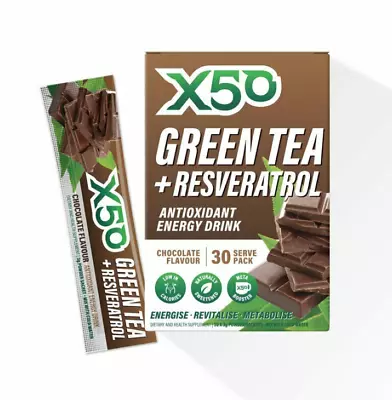 X50 Green Tea Chocolate Detox Teatox Fat Burner Weight Loss Drink 30 Satchels • $36.95