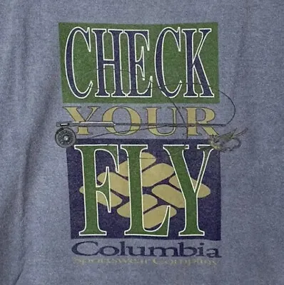 Vintage Columbia Sportswear T Shirt Single Stitch Fly Fishing Logo XL USA 90s • $34.99