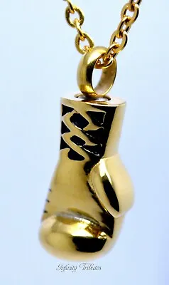 Cremation Urn Necklace Keepsake Pendant For Ashes 24k Gold Plated Boxing Glove  • £29.99
