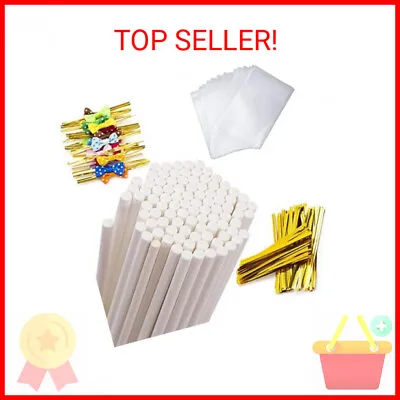 320Pcs Cake Pop Sticks And Wrappers Kit Lollipop Sticks Cake Pop Bags With Meta • $10.78