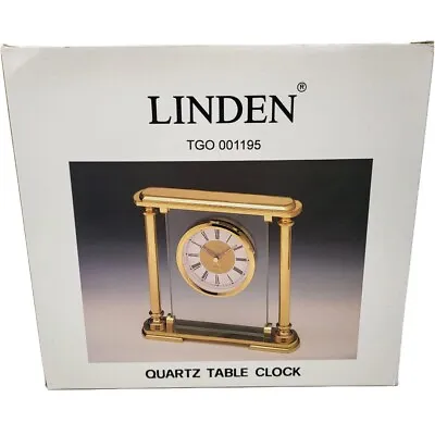 Vintage LINDEN Quartz Mantel Desk Alarm Clock Gold Heavy Japan Box Instructions • $91.67