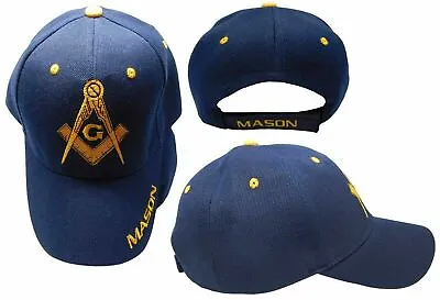 FREEMASON NAVY BLUE EMBROIDERED ADJUSTABLE HAT Mason Masonic Baseball Cap • $10.88