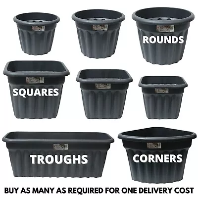 £6.99 • Buy NEW Wham Vista Strong Plastic Garden Planters Round Square Corner & Trough Grey