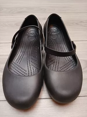 Crocs Women Shoe Alice Work Size 10M Black Slip Resistant Mary Jane Flats Used • $28