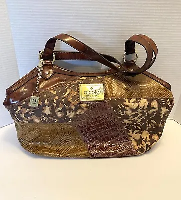 NWT Vintage New Nicole Miller Multi Straw Faux Alligator Leather Hand Bag Purse • $26