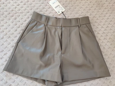 $39 • Buy NWT Zara Faux Leather Shorts High Waisted Women's Small Brown Gray 