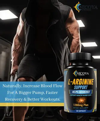 L-Arginine Nitric Oxide Pre Workout Booster Muscle Building & Energy Supplement • $14