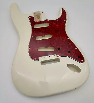 4lbs 2oz Nitro Lacquer Aged Relic Vintage White S-Style Custom Guitar Body • $299