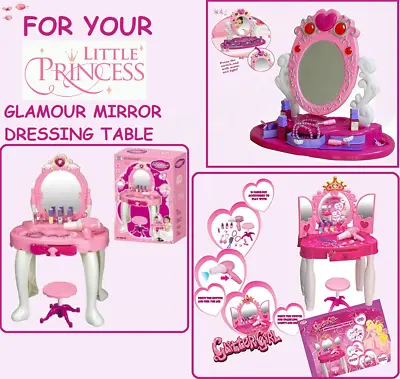 Gift For Girls Pink Glamour Mirror Makeup Dressing Tables Toys Fun Activities • £14.99