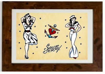 NEW LARGER SIZE Sailor Jerry Tattoo Vintage SJT5 Framed Print • £39.64