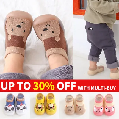 Newborn Baby Shoes Toddler Spring Cotton Soft Non-Slip Slippers Socks Sandals UK • £4.82