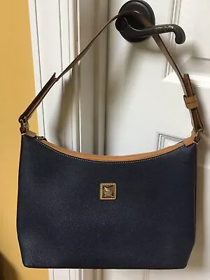 Victor Hugo Tan & Blue Signature Monogram Leather Purse Shoulderbag • $70