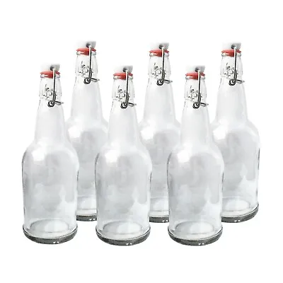 $39.99 • Buy 16 Oz Glass Flip-Top Bottles (6-Pack, Clear) Kombucha Brewing Bottles Swing Top