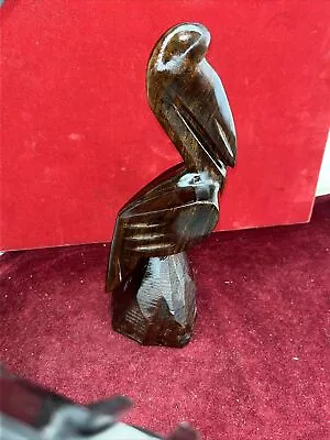 Vintage Hand Carved Ironwood Pelican Statue Figurine MCM Rich Finish Tall • $10