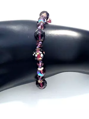 Elizabeth Errico 925 Silver Bracelet 7  Plaisir D'offrin Purple Millefiori 89 • £21.55